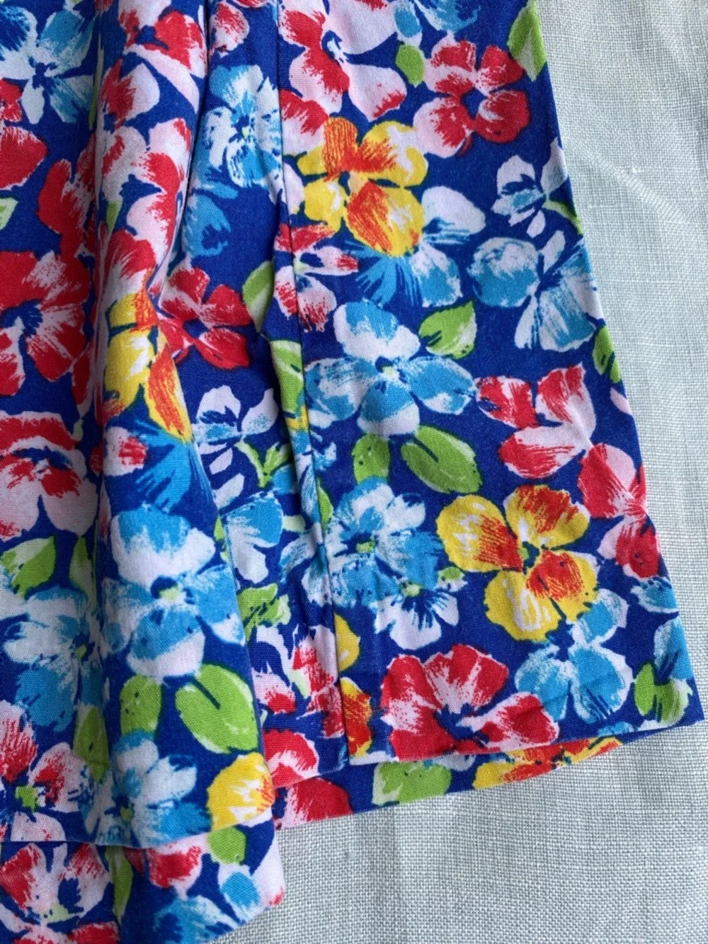 Polo Ralph medium 8-10 Lauren cotton blue pink floral print elastic waist skirt